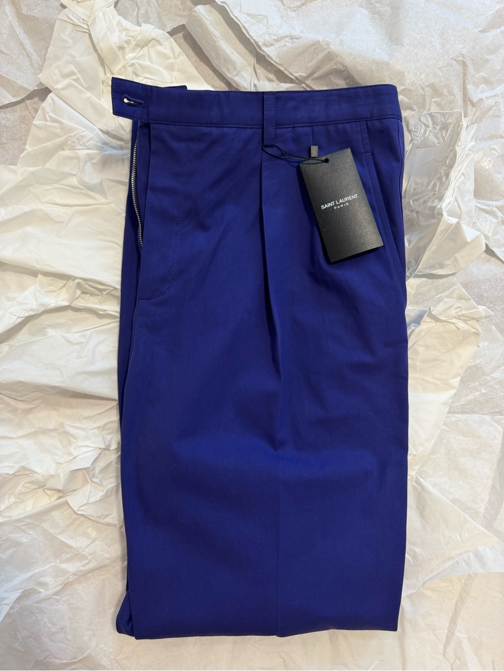 NEW Saint Laurent Paris Women’s Royal Blue Tailored Trousers Pants With Tags
